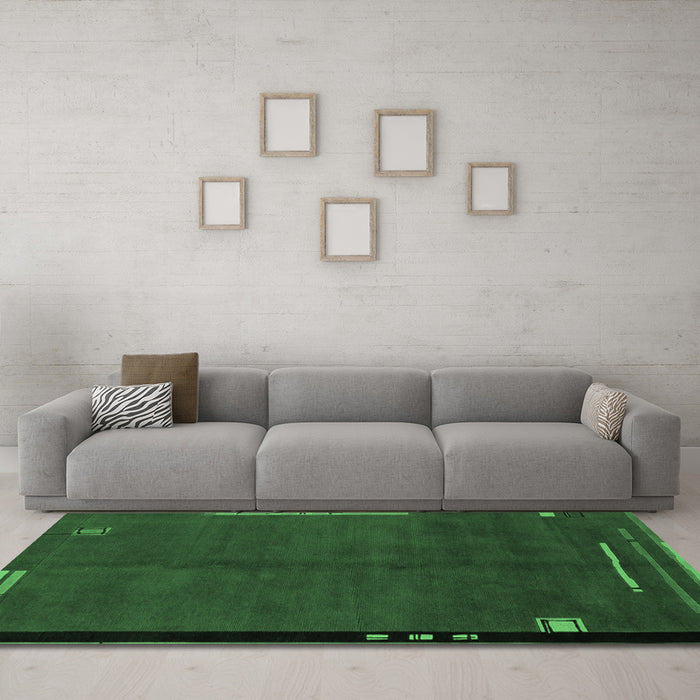 Machine Washable Abstract Emerald Green Modern Area Rugs in a Living Room,, wshabs1866emgrn