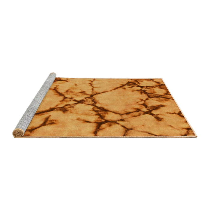 Sideview of Machine Washable Abstract Orange Red Rug, wshabs1867