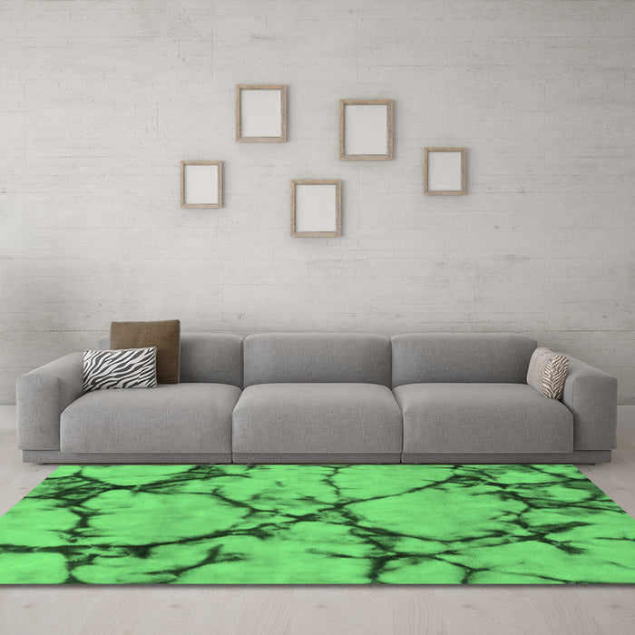 Machine Washable Abstract Emerald Green Modern Area Rugs in a Living Room,, wshabs1867emgrn