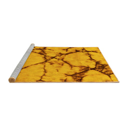 Sideview of Machine Washable Abstract Yellow Modern Rug, wshabs1867yw