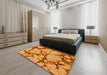 Machine Washable Abstract Orange Red Rug in a Bedroom, wshabs1867