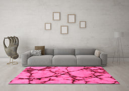 Machine Washable Abstract Pink Modern Rug in a Living Room, wshabs1867pnk
