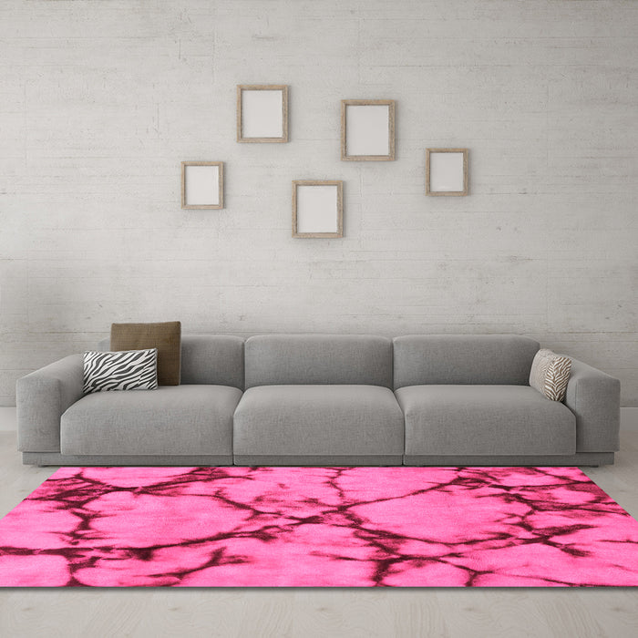 Machine Washable Abstract Pink Modern Rug in a Living Room, wshabs1867pnk