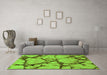 Machine Washable Abstract Green Modern Area Rugs in a Living Room,, wshabs1867grn