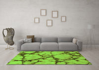 Machine Washable Abstract Green Modern Rug, wshabs1867grn