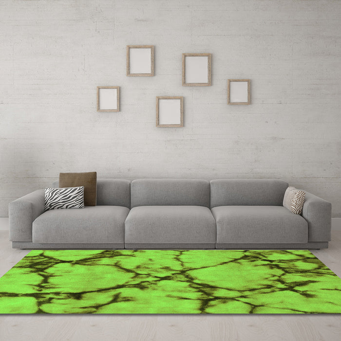 Machine Washable Abstract Green Modern Area Rugs in a Living Room,, wshabs1867grn