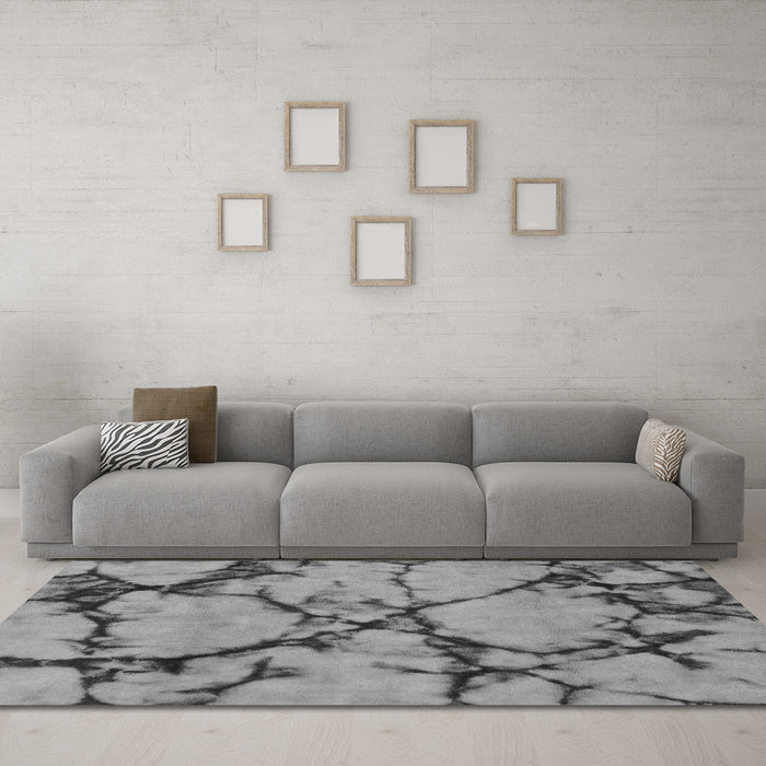 Machine Washable Abstract Gray Modern Rug in a Living Room,, wshabs1867gry