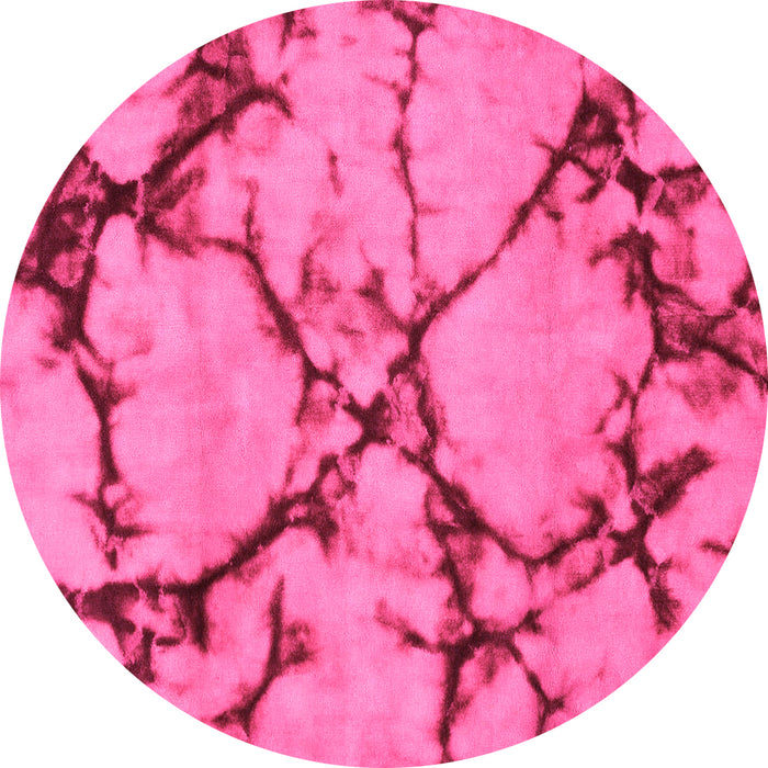 Round Machine Washable Abstract Pink Modern Rug, wshabs1867pnk