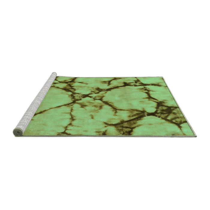 Sideview of Machine Washable Abstract Turquoise Modern Area Rugs, wshabs1867turq