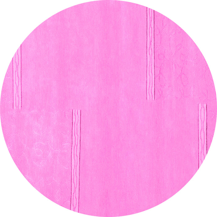 Round Solid Pink Modern Rug, abs1868pnk