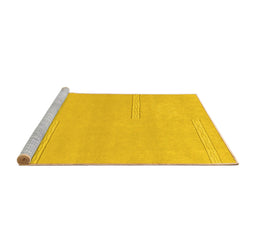 Sideview of Machine Washable Solid Yellow Modern Rug, wshabs1868yw