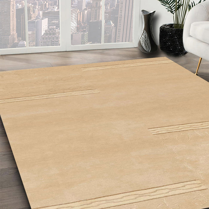 Abstract Yellow Solid Rug in Family Room, abs1868