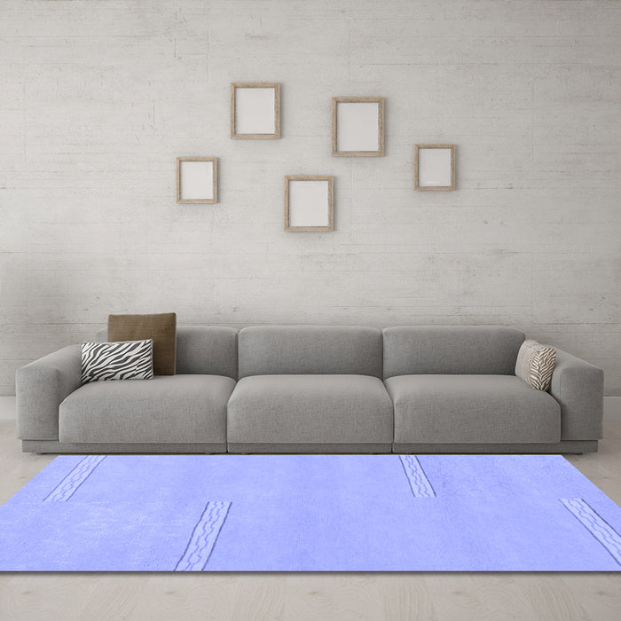 Machine Washable Solid Blue Modern Rug in a Living Room, wshabs1868blu