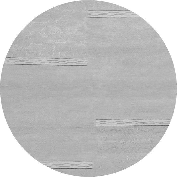 Round Machine Washable Solid Gray Modern Rug, wshabs1868gry