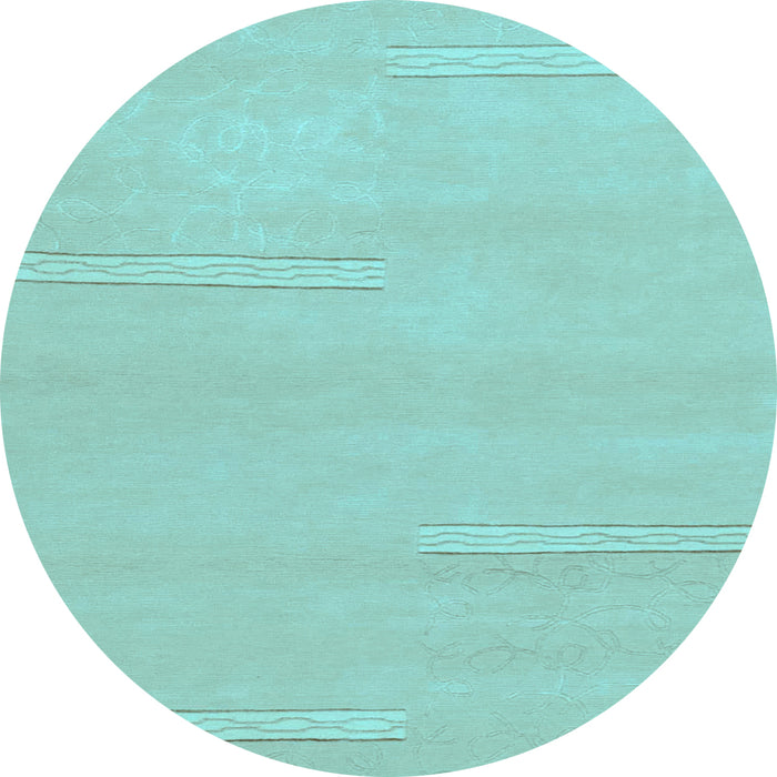 Round Machine Washable Solid Light Blue Modern Rug, wshabs1868lblu