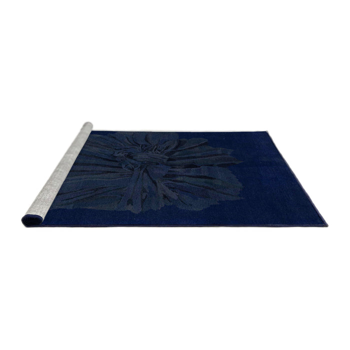 Sideview of Machine Washable Abstract Lapis Blue Rug, wshabs1869