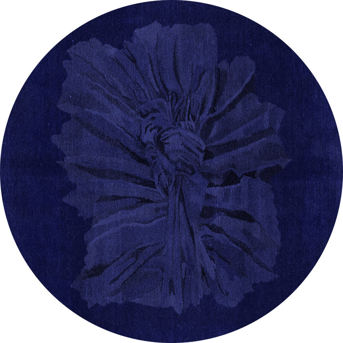 Round Machine Washable Abstract Blue Modern Rug, wshabs1869blu