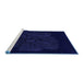 Sideview of Machine Washable Abstract Blue Modern Rug, wshabs1869blu