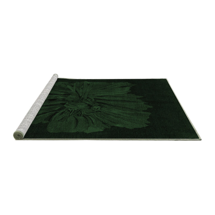 Sideview of Machine Washable Abstract Emerald Green Modern Area Rugs, wshabs1869emgrn