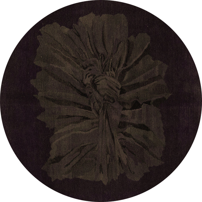 Round Machine Washable Abstract Brown Modern Rug, wshabs1869brn