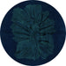 Round Machine Washable Abstract Turquoise Modern Area Rugs, wshabs1869turq