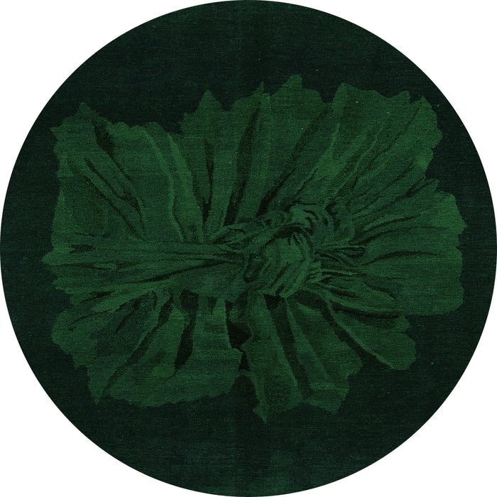Round Abstract Green Modern Rug, abs1869grn