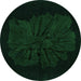 Round Abstract Green Modern Rug, abs1869grn