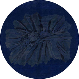 Round Machine Washable Abstract Lapis Blue Rug, wshabs1869
