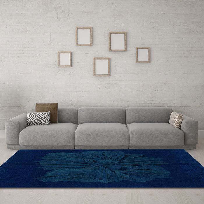 Machine Washable Abstract Light Blue Modern Rug in a Living Room, wshabs1869lblu