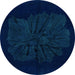 Round Abstract Light Blue Modern Rug, abs1869lblu