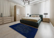 Machine Washable Abstract Lapis Blue Rug in a Bedroom, wshabs1869