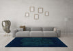 Machine Washable Abstract Turquoise Modern Area Rugs in a Living Room,, wshabs1869turq