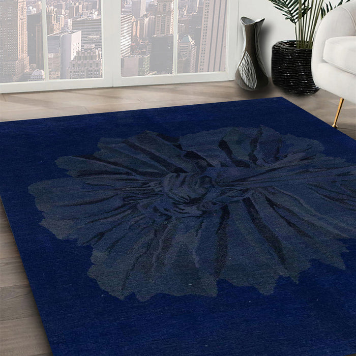 Machine Washable Abstract Lapis Blue Rug in a Family Room, wshabs1869