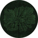 Round Abstract Emerald Green Modern Rug, abs1869emgrn