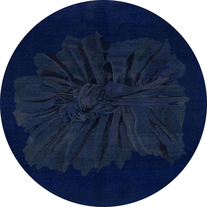 Round Abstract Blue Modern Rug, abs1869