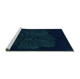 Sideview of Machine Washable Abstract Turquoise Modern Area Rugs, wshabs1869turq