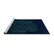 Sideview of Machine Washable Abstract Turquoise Modern Area Rugs, wshabs1869turq