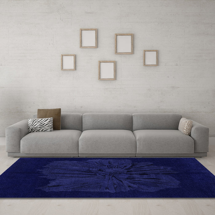 Machine Washable Abstract Blue Modern Rug in a Living Room, wshabs1869blu