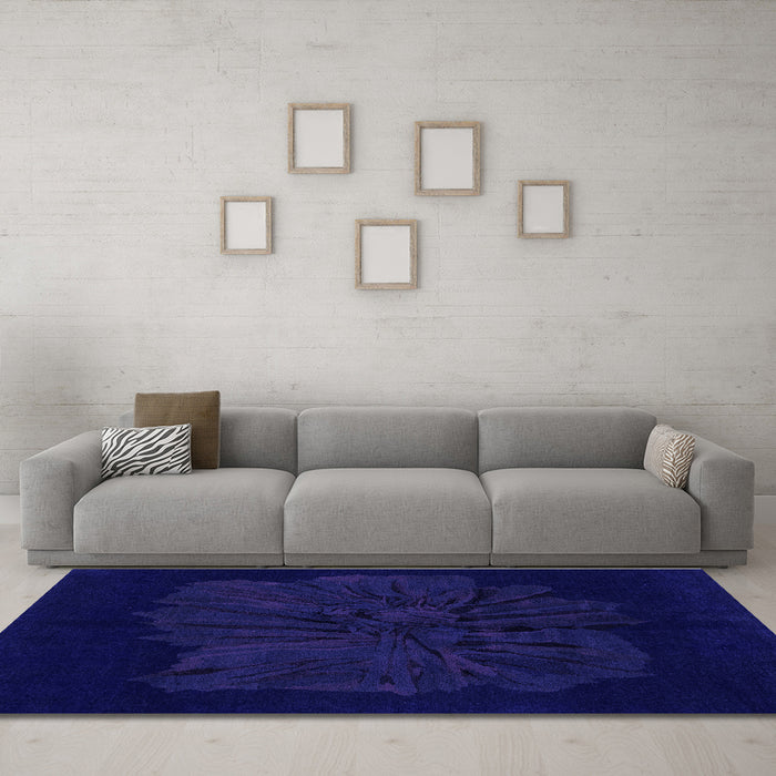Machine Washable Abstract Purple Modern Area Rugs in a Living Room, wshabs1869pur