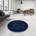 Round Abstract Blue Modern Rug in a Office, abs1869