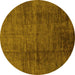 Round Abstract Yellow Modern Rug, abs186yw