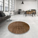 Round Abstract Light Brown Modern Rug in a Office, abs186