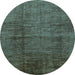 Round Abstract Light Blue Modern Rug, abs186lblu