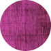 Round Machine Washable Abstract Pink Modern Rug, wshabs186pnk