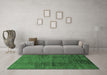 Machine Washable Abstract Emerald Green Modern Area Rugs in a Living Room,, wshabs186emgrn