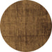 Round Abstract Brown Modern Rug, abs186brn