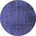 Round Machine Washable Abstract Blue Modern Rug, wshabs186blu