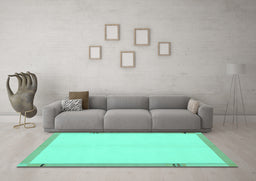 Machine Washable Solid Turquoise Modern Area Rugs in a Living Room,, wshabs1870turq