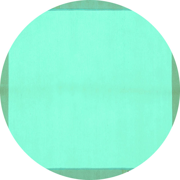 Round Machine Washable Solid Turquoise Modern Area Rugs, wshabs1870turq
