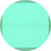 Round Machine Washable Solid Turquoise Modern Area Rugs, wshabs1870turq